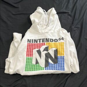 Nintendo 64 White Hoodie with Colorful Logo